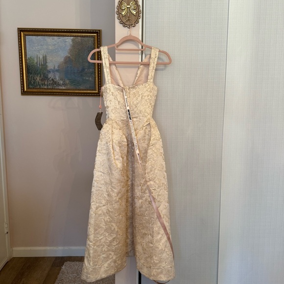 House of CB Ivory Metallic Jacquard Midi Dress - Picture 6 of 7